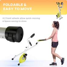 HOMCOM Exercise Bike Fitness Bicycle Indoor Trainer Foldable 8-Level Magnetic Resistance Adjustable W/LCD Monitor Pulse Sensor - Yellow - View 3