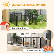 PawHut Heavy Duty Dog Playpen, 8 Panels Dog Pen, Pet Playpen Exercise Pen, With Door - Black - View 6