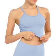 Moclever 3 Pack Comfortable Women Crop Basic Tank Top Ribbed Knit Sleeveless Round Neck Women Tops 9 Color Machine Wash Summer Crop Top For Girls S To XL For Wedding Shopping Dates Club Party Sleeping - Tím + Xanh + Xanh - Xem 10