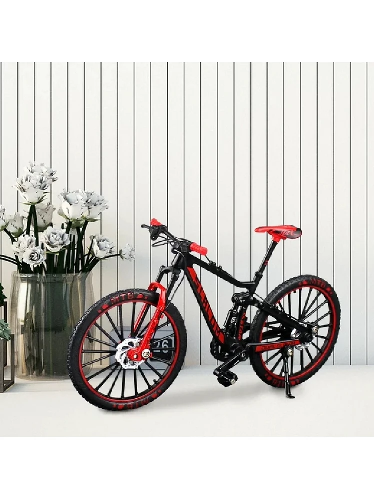 Mini Bicicleta De Montaña A Escala 1:10 – Modelo De Juguete Y Decoración En Rojo Oscuro, Con Dirección Y Pedales Móviles, Ideal Para Regalos