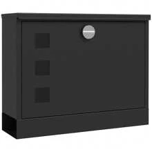 HOMCOM Briefkasten aus Metall mit 2 Sicherheitsschlüsseln, Briefkasten mit 3 Fenstern und Ablaufloch, 36,5 x 11,5 x 29 cm, Schwarz - Schwarz - Übersicht 7