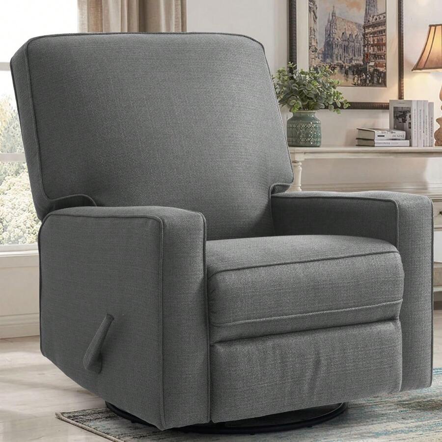 Harkawon Swivel Rocker Recliner Chair, Glider Rocker Recliner, Rocking Chair Nursery, Fabric Chair With High Back, Deep Seat, For Living Room, Bedroom - Dark Grey - View 1