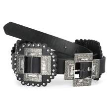 Boho 1pc Ladies' Fashionable Western Cross Buckle Leather Belt With Silver Studs Halloween Summer, School