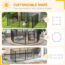 PawHut Heavy Duty Dog Playpen, 8 Panels Dog Pen, Pet Playpen Exercise Pen, With Door - Black - View 7