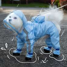 1 Miếng Không thấm nước Coverage hoàn toàn Chó Áo mưa Với Đôi chân , Dây xích & Túi - Màu xanh lam - Xem 12