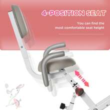 HOMCOM 2-In-1 Foldable Exercise Bike Recumbent Stationary Bike 8-Level Adjustable Magnetic Resistance With Pulse Sensor LCD Display - Pink - View 5