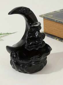 1pc, Moon Backflow Incense Holder,Waterfall Incense Burner,Resin Hand-Made Incense Fountain Burner With Backflow Incense Cones, Aromatherapy Home Decoration Yoga, Aromatherapy Home Decoration Gifts Birthday Graduation E-I-D - Black - View 4