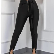 Women Pants - 黑色 - 查看 4