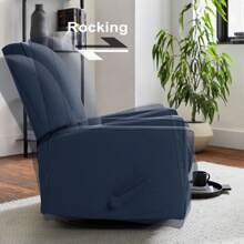 Harkawon Swivel Rocker Recliner Chair, Glider Rocker Recliner, Rocking Chair Nursery, Fabric Chair With High Back, Deep Seat, For Living Room, Bedroom - Blue - View 5