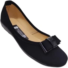 Zapatos de Mujer Moño Tira recubierto, Versátiles y Duraderos Escolar, Flat Para tu día a día. - Negro - Ver 1