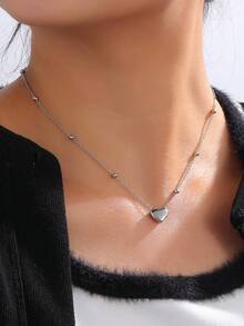 1 Miếng Ngày lễ tình nhân Đúng mốt Đồ trang sức Thép không gỉ Mạ vàng 18K Mặt dây chuyền trái tim Kết cườm Vòng cổ dây  Đối với phụ nữ , Thích hợp Cho bữa tiệc , Nhảy Và Mặc hàng ngày - Dây chuyền mặt hình quả bóng mặt dây chuyền tình yêu - Xem 4