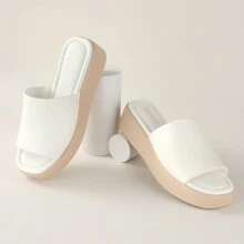 Women Platform Sandals Soft Memory Foam Padded Platform Wedges Sandals - White - View 4