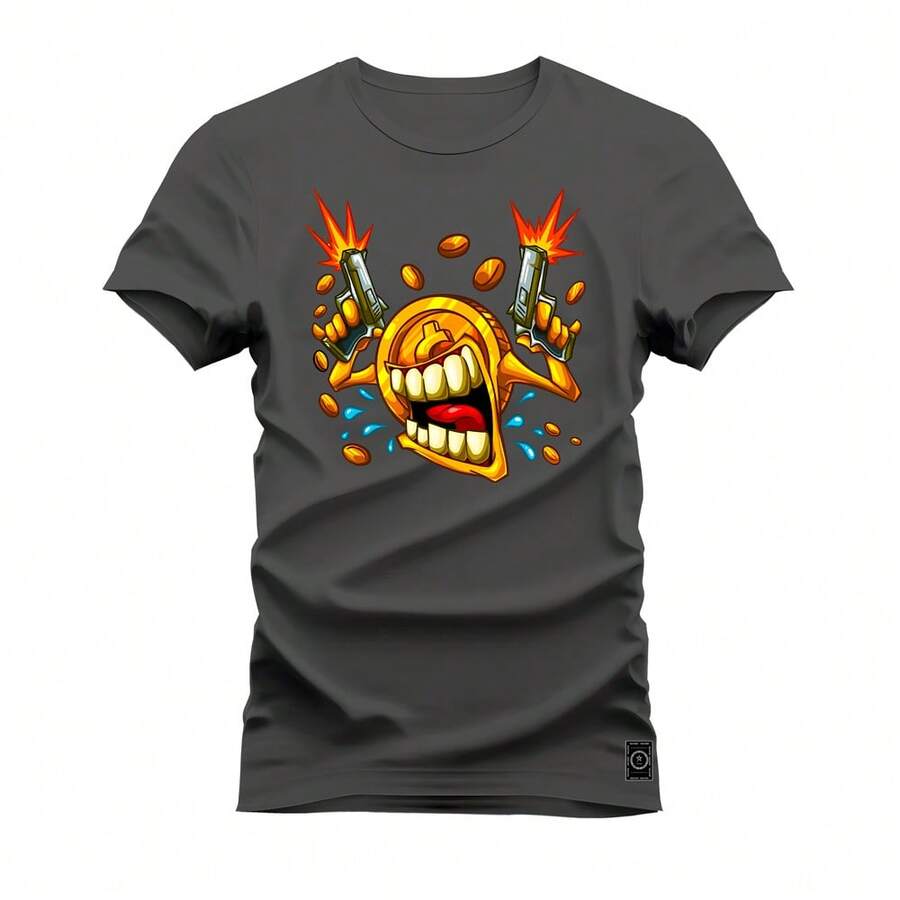 Bit  Premium Cotton Comfortable Printed T-Shirt - 深灰色 - 查看 1