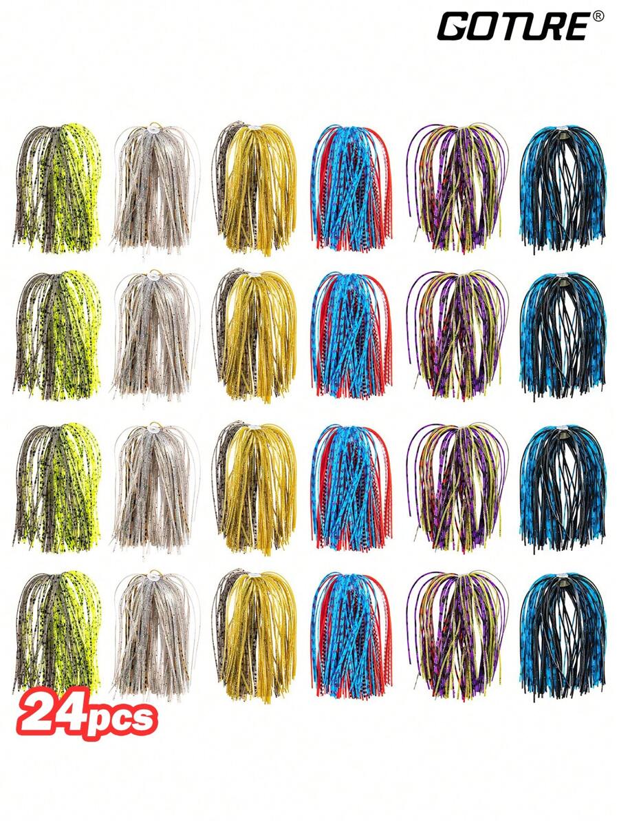 GOTURE Goture 24 Peças Jigs de Pesca com Saias de Silicone de Múltiplos Fios, Saias de Spinnerbait para DIY Jigs de Lançamento, Jigs de Natação (Ganchos não incluídos)