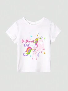 Trẻ Cô gái Kỳ lân Sinh nhật Áo thun , Nhiều màu Bánh Váy Ba lê Buổi tiệc Bộ Với băng đô , Kẹp tóc & Xa ten Ruy băng - Nhiều màu - Xem 4