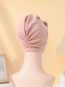 Pălărie nouă cu papion pentru femei de culoare solidă, pălărie cu turban elastic la modă, cadou de Ziua Îndrăgostiților, pălărie cu turban țesut în stil boem, basma pliată simplă fără margini, șapcă pentru chimioterapie Bonnet Bonnet pentru păr Turban