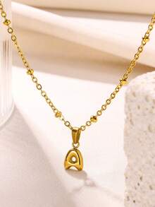 精致泡泡字母吊坠配饰优雅时尚 26 个英文字母首字母吊坠项链女士 - 金黃色 - 查看 11