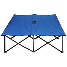 Outsunny Double Camping Bed Camping Cot Foldable Sunbed Outdoor Patio Sleeping Bed Super Light With Carry Bag - Blue - View 3