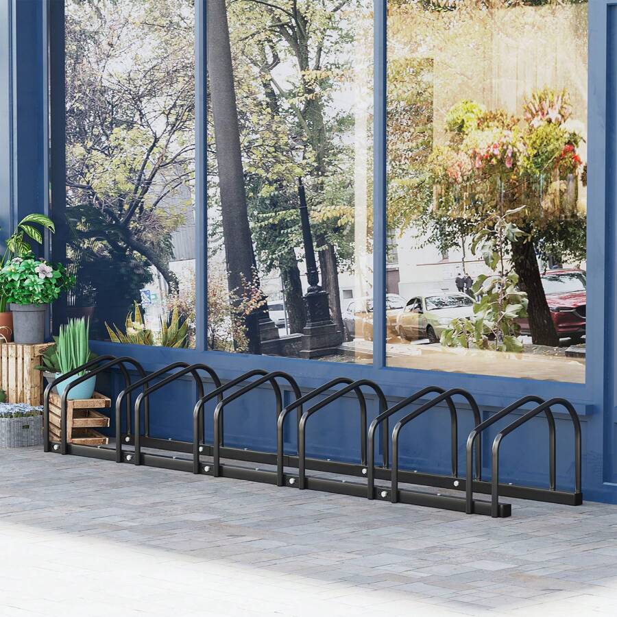 HOMCOM Bike Stand Parking Rack Floor Or Wall Mount Bicycle Cycle Storage Locking Stand 179L X 33W X 27H