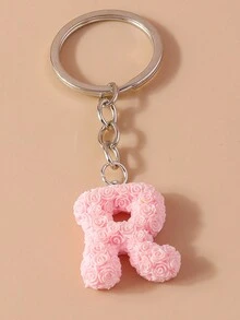 1個字母鑰匙圈掛飾,玫瑰字母鑰匙圈,適用於錢包/背包/汽車鑰匙,是一種包包配件、包袋吊墜、線材收納盒配件,適用於女士/女孩/女性的禮物 - 彩色 - 查看 22