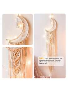 1 Pièce Attrape-rêve À Étoile Et Lune De Lumière De Chaîne Led À Télécommande 8 Fonctions , Cadeau De Collier , Décoration De Maison Bohème Crochetée , Décoration De Chambre Suspendue Murale En Tricot De Dentelle Artisanale Pour Chambre D'amis , Cadeau Pour Femme , Cadeau Pour Mère , Décoration De Crèche , Décoration De Maison , Décoration Murale , Décoration De Chambre