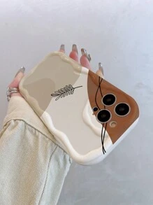 1pc TPU Phone Case With Leaf Color Block Camera Protection, Simple & Cute Design Compatible With IPhone 11/12/13/13 Pro Max/14 Pro Max, Compatible With IPhone 15/15 Pro/15 Plus/15 Pro Max, 16 Pro Max, Series Waterproof Shockproof Anti-Fall Scratch Resistant,International Version, Not The Domestic Version - Multicolor - View 6