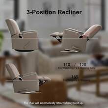 Harkawon Swivel Rocker Recliner Chair, Glider Rocker Recliner, Rocking Chair Nursery, Fabric Chair With High Back, Deep Seat, For Living Room, Bedroom - Light Grey - View 6
