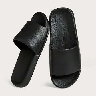 New Fashionable Versatile EVA Slippers For Women, Couples, Faux Leather Texture, Soft & Anti-Slip Flat Bottom, Suitable For Home, Bathroom, Indoor & Outdoor, Four Seasons Wear