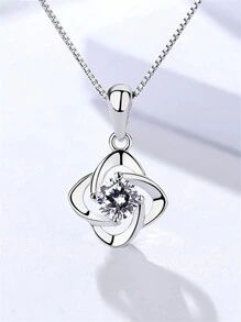 Ensemble de bijoux fleur en zircone cubique en argent sterling 925, boucles d'oreilles et collier, élégant et pour la Saint-Valentin, les rendez-vous, les cadeaux, polyvalent pour les filles