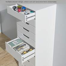 Furchen Commode de Chambre à Tiroirs, Commode Blanche, avec 9 Tiroirs, pour Salon, Chambre, Couloir, Cuisine 124,5x45x40cm Expédié en 2 Colis