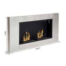 HOMCOM Camino Bioetanolo da Parete con 2 Bruciatori Capacità di 3L 4400W 110 x 54 x 14,5cm - Argento - Visualizzare 3