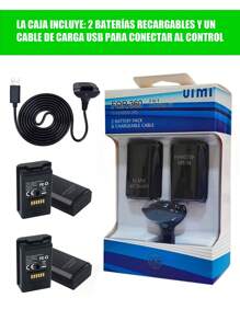 Kit Carga Y Juega Para Control De Consola 360 Cable Y 2 Baterias - Negro - Ver 8
