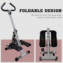 HOMCOM Stepper W/ Handle Hand Grip Workout Fitness Machine For Fitness Aerobic Exercise Home Gym - Grey - View 3