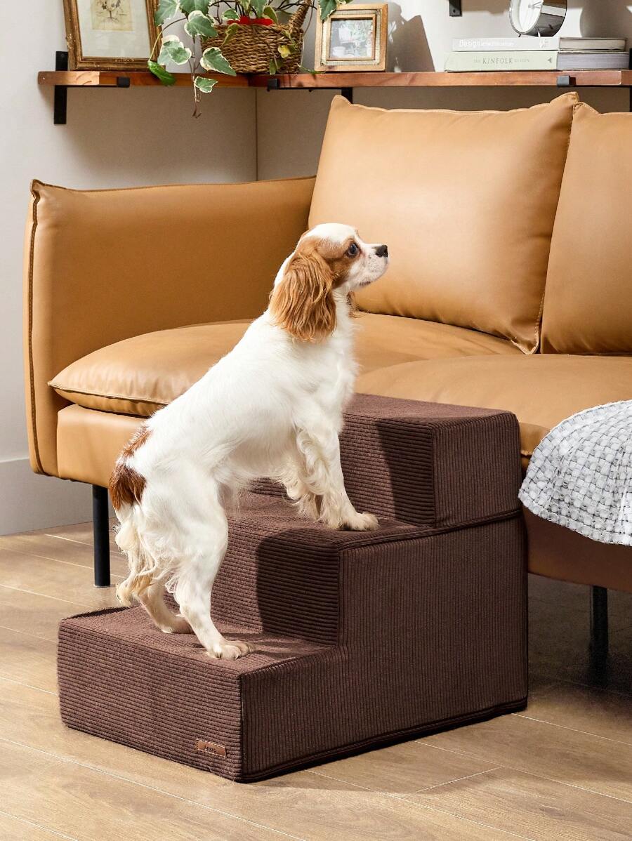 Bedsure Lesure Dog Stairs For High Beds And Couch - Extra Wide Pet Stairs For Large/Medium/Small Dogs And Old Cats, Foldable Dog Steps With CertiPUR-US Certified Foam And Non-Slip Bottom - màu nâu - Xem 1