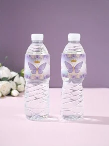 24张紫色蝴蝶主题瓶贴，蝴蝶生日派对瓶贴，派对装饰，派对礼品，生日礼物，生日装饰贴纸套装，蝴蝶派对装饰，婴儿派对装饰，返校季，情人节 - 紫色 - 查看 4