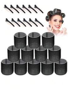 24 件套巨型卷发器套装，包含 12 个巨型大号卷发器和 12 个发夹，适用于中长发（黑色）。这款卷发器套装包含卷发器、免加热卷发器、美发产品及配件，适用于理发店、美容院、返校季、旅行度假等场合。它也是女士美发配件的理想之选。套装包含卷发器、免加热卷发器、卷发棒、卷发器、卷发工具、卷发器、卷发扩散器、理发师、理发配件、理发店和美发设备。 - 黑色 - 查看 1
