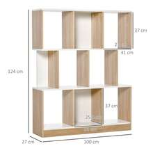 HOMCOM Libreria a Parete Moderna in Legno, Libreria Scaffale a 8 Ripiani per Soggiorno e Camere, Rovere e Bianco - Beige - Visualizzare 4