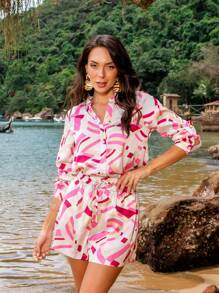 Women Two-piece Outfits - 玫紅色 - 查看 1