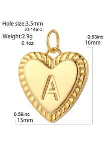 Magic Fish 1 件金色铜镀心形和字母吊坠项链