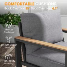 Sunvivi Aluminum Patio Furniture Set, 7 Piece Outdoor Conversation Set With Coffee Table, Metal Outdoor Patio Furniture Set For Porch Backyard Garden, Grey - Xám - Xem 11
