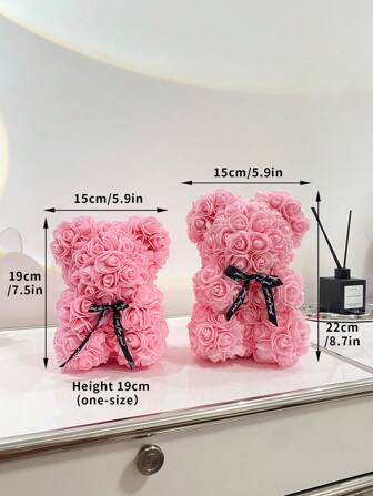 1pc Artificial Preserved Rose Teddy Bear Gift, Hand Made Cute Rose Bear For Home Decor, Eternal Romantic Special Gift For Valentine's Day, Mother's Day, Father's Day, Children's Day, Birthday, Wedding Season, Anniversary, Foam Flower Bear For Holiday Decor, Festival And Party Decor, Creative Design Art Decoration For Celebration, Home Decoration, Enhance The Sense Of Happiness, Bedroom Decor, Bathroom Decor, Room Decoration Stuff, Office Decor, School Decor, Various Colors And Sizes Are Available, Valentine Day, Gift Gifts Graduation