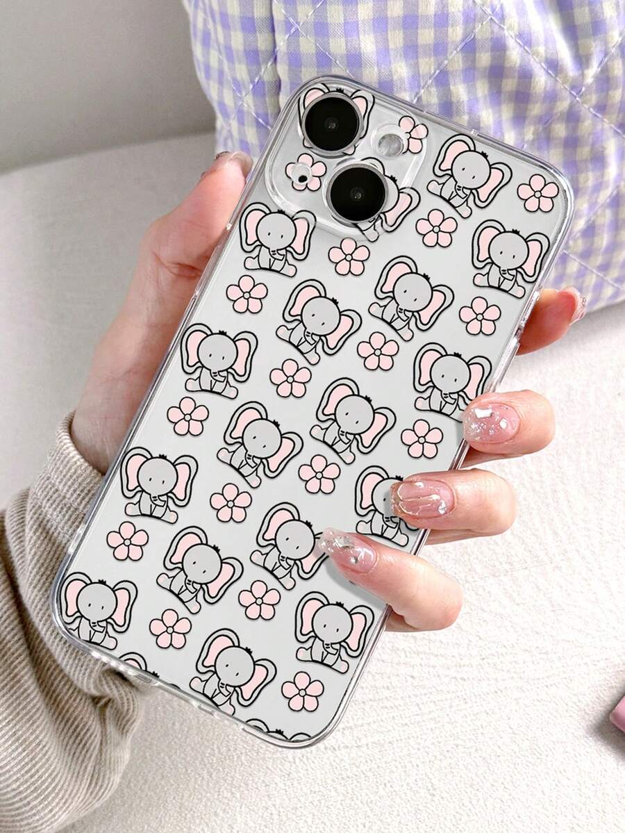 1 Ốp điện thoại mềm họa tiết hoa và voi vẽ tay tương thích với iPhone/ - Nhiều màu - Xem 1