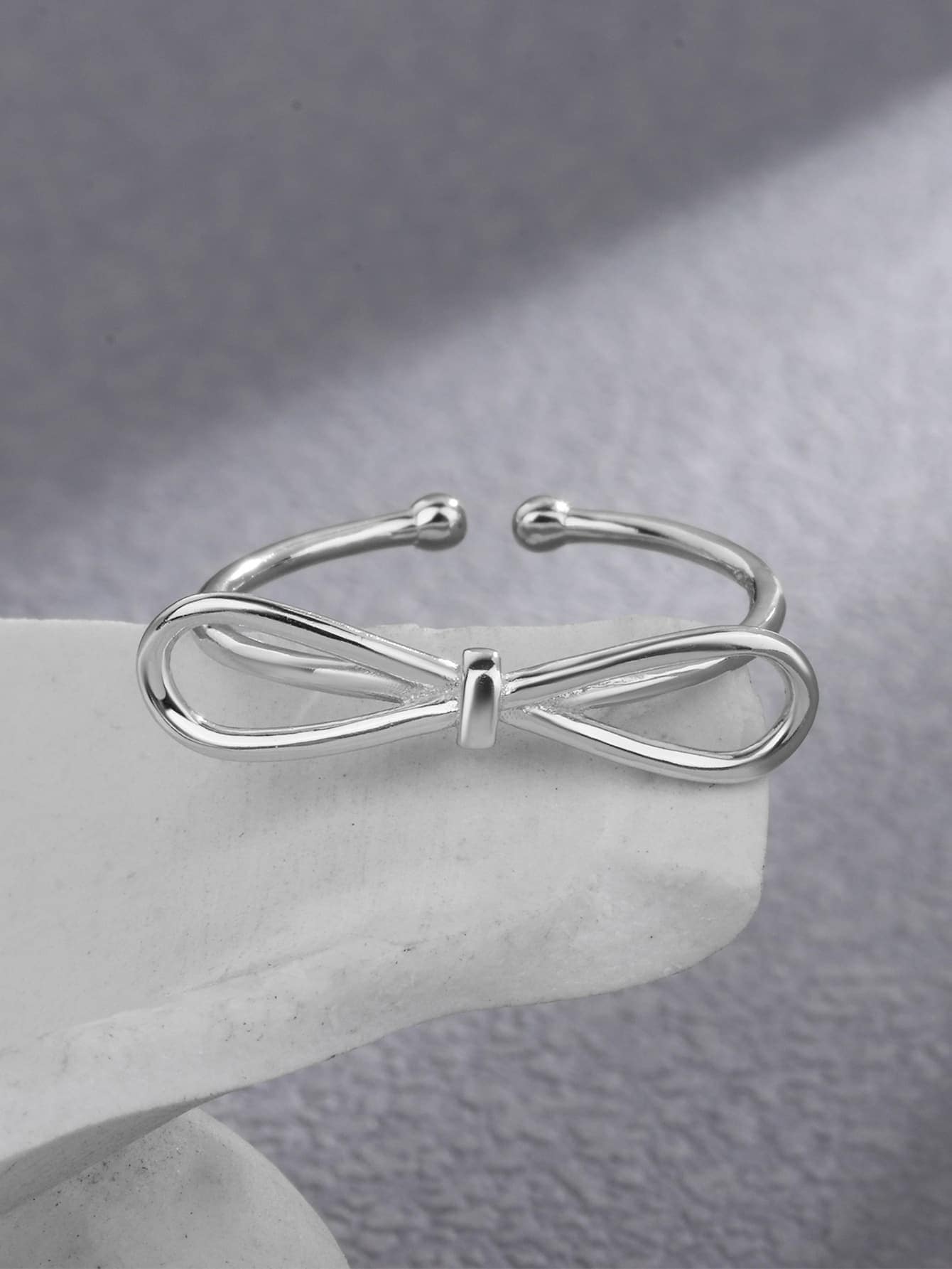 1Pc Elegant S925 Sterling Silver Bow-Knot Adjustable Ring Fine Jewelry Gift For Women - Bow Open Ring - View 10