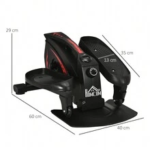 HOMCOM Mini Manual Elliptical Bike, Compact Elliptical Cross Trainer Fitness Workout W/ LCD Monitor, Anti-Slip Pedals, Adjustable Resistance For Home Office - Black - View 3