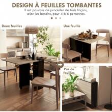 HOMCOM Table pliante de cuisine salle à manger amovible sur roulettes 75L x 140l x 74H cm 2 étagères intégrées en bois coloris gris - Nude - Voir 7