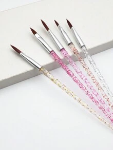 5pcs Nail Art Gel Polish Painting Pens Set, Nail Design Brushes, Diamond Dotting Pen, Rhinestone Handle Nail Art Tools - Multicolor - View 2