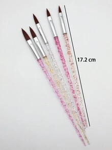 5pcs Nail Art Gel Polish Painting Pens Set, Nail Design Brushes, Diamond Dotting Pen, Rhinestone Handle Nail Art Tools - Multicolor - View 6