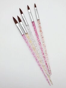 5pcs Nail Art Gel Polish Painting Pens Set, Nail Design Brushes, Diamond Dotting Pen, Rhinestone Handle Nail Art Tools - Multicolor - View 3