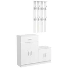 Scarpiera con Appendiabiti a Combinazione per Ingresso e Camera da Letto Legno 100x32x187cm Bianco - Bianco - Visualizzare 5