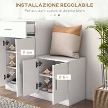 Scarpiera con Appendiabiti a Combinazione per Ingresso e Camera da Letto Legno 100x32x187cm Bianco - Bianco - Visualizzare 6